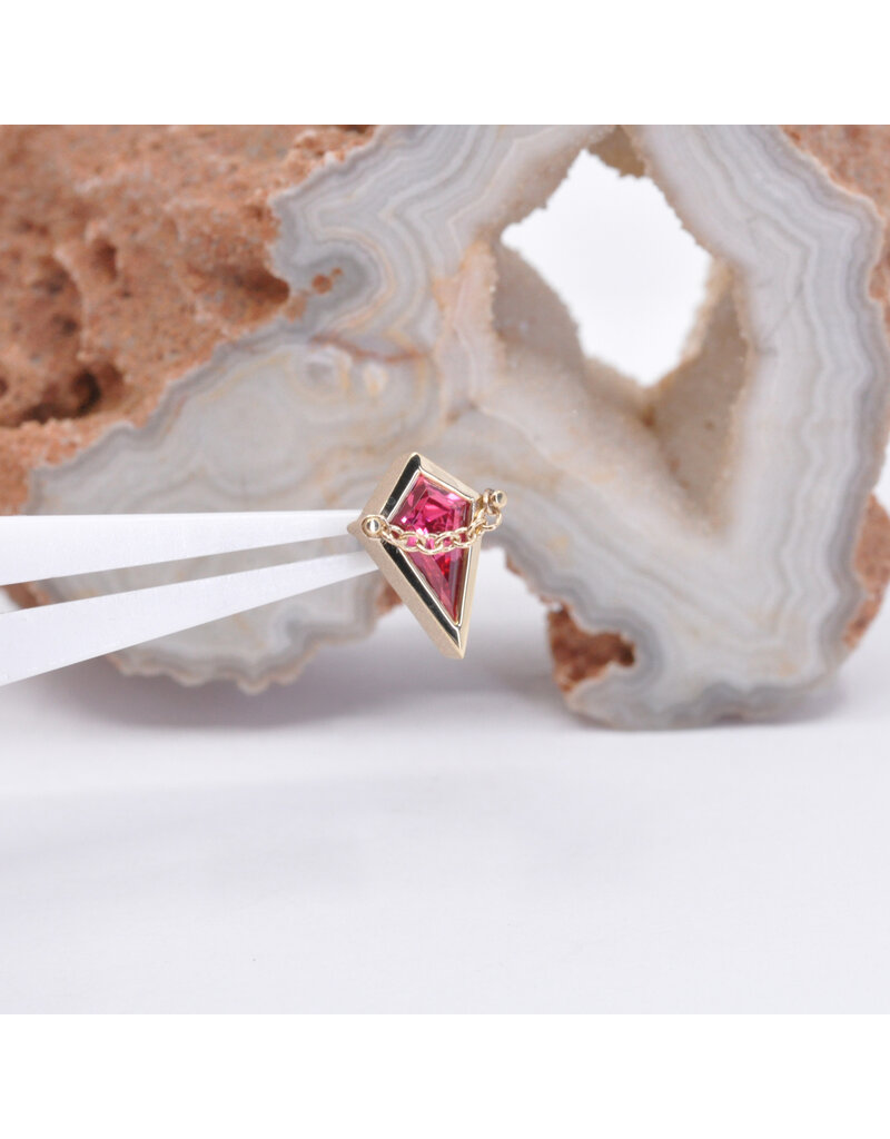 BVLA Captain with Padparadscha Sapphire in 14k Yellow Gold with Sandblasted Bezel 16g Threaded End by BVLA!