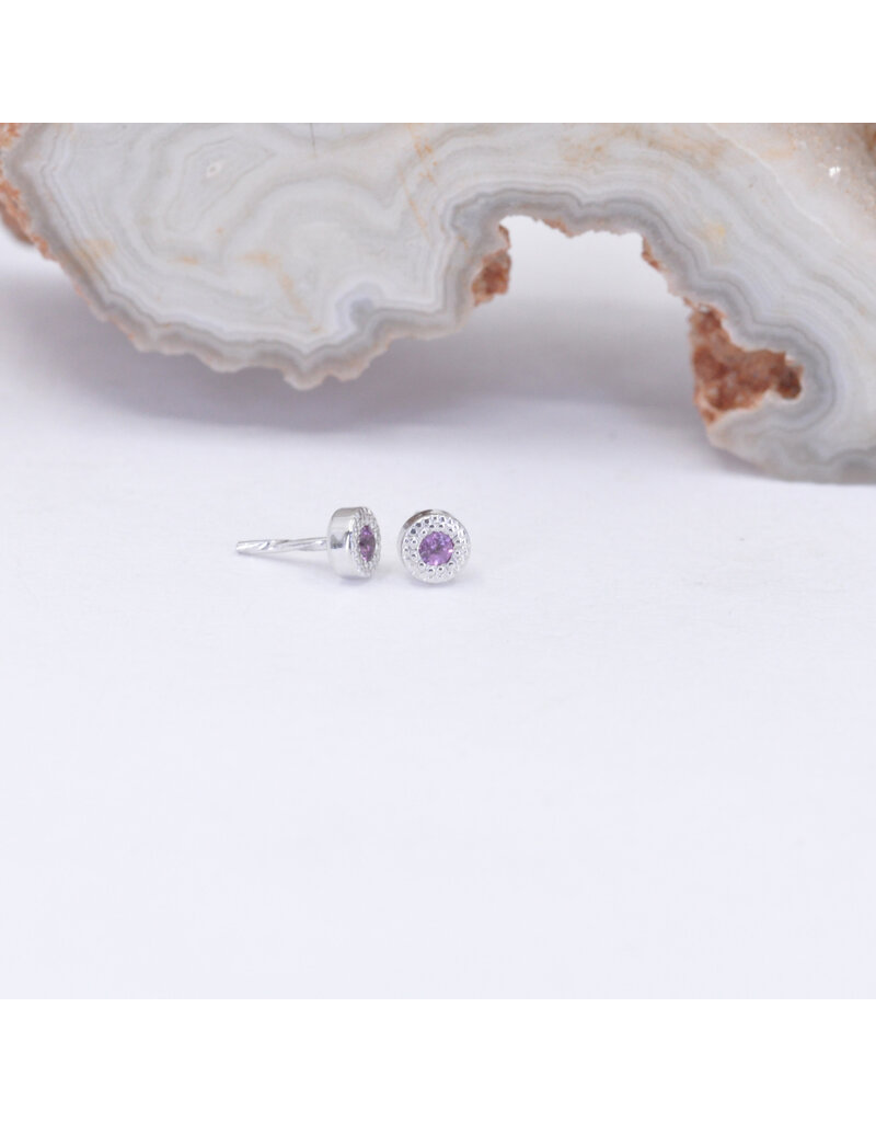 BVLA 2.5mm Pave Circle with Genuine Grade AA Rhodolite Garnet in 14k White Gold Threadless End by BVLA!