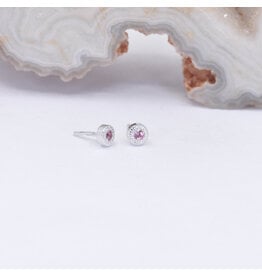 BVLA Pave Circle Threadless End 14k White Gold 2.5mm Padparadscha Sapphire