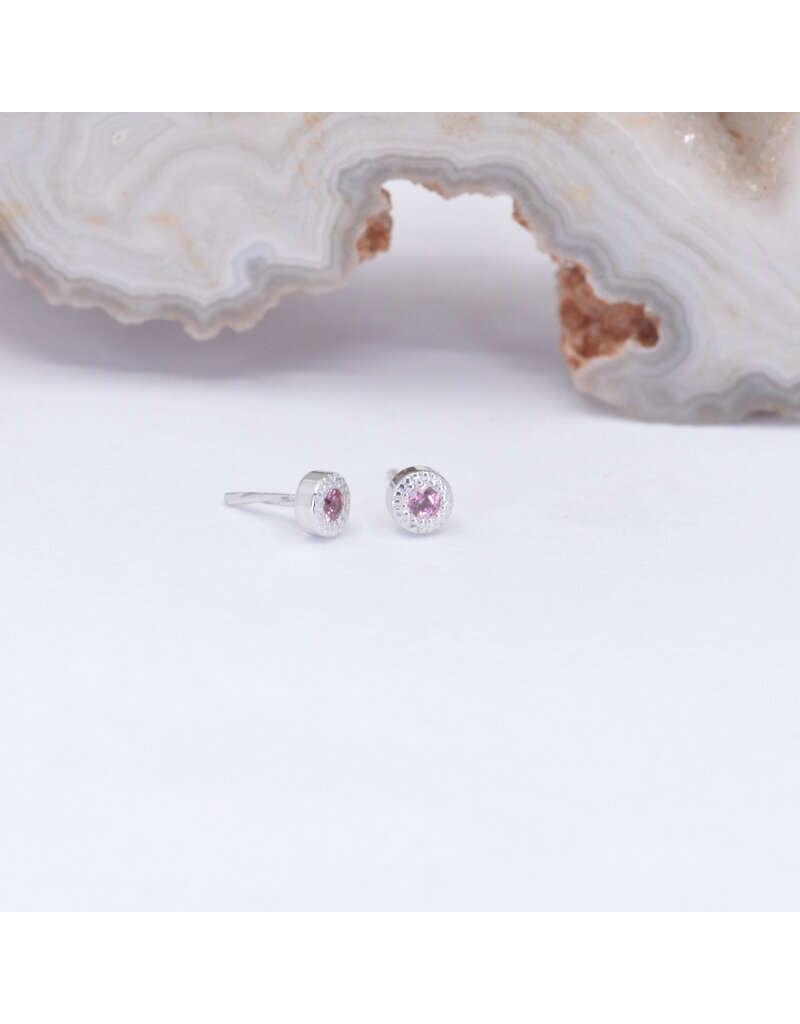 BVLA 2.5mm Pave Circle with Padparadscha Sapphire in 14k White Gold Threadless End by BVLA!