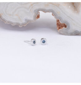 BVLA 2.5mm Pave Circle London Blue Topaz White Gold Threadless Ends