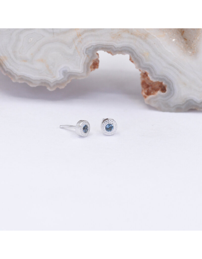 BVLA 2.5mm Pave Circle with London Blue Topaz in 14k White Gold Threadless End by BVLA!