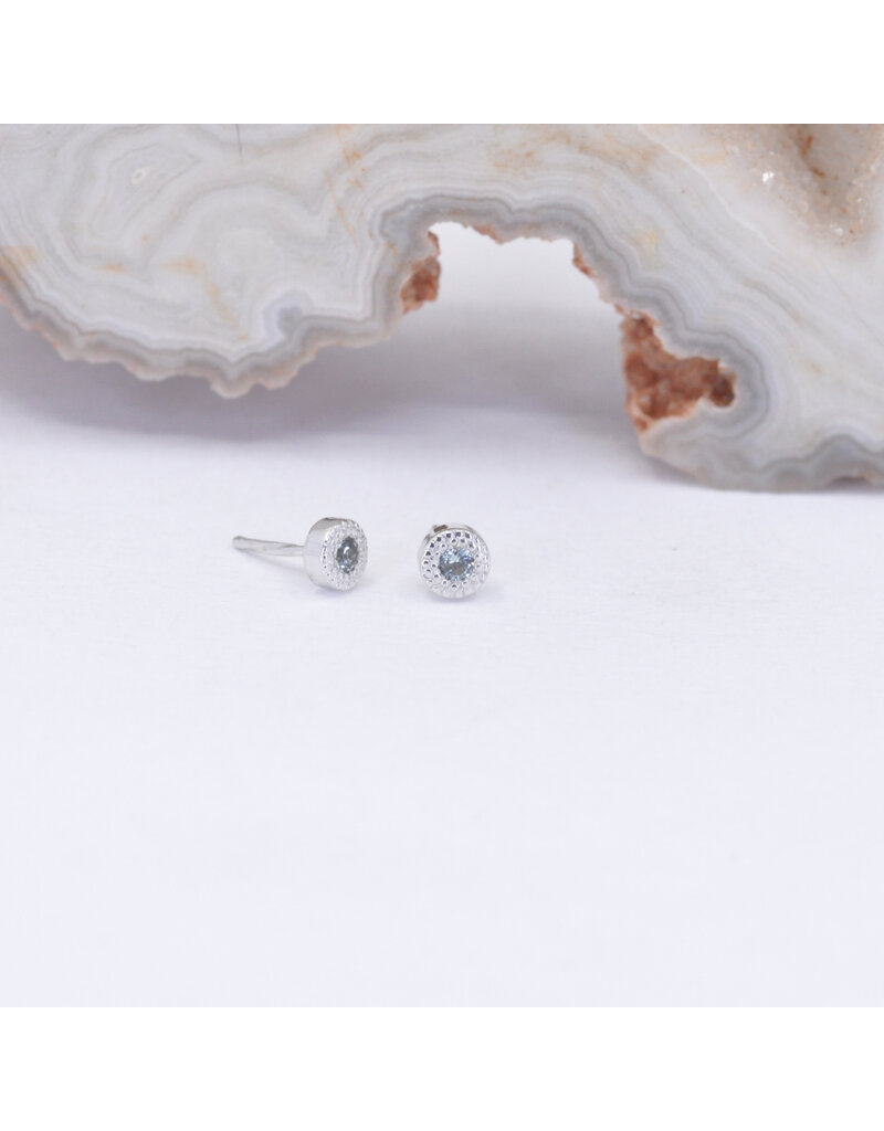 BVLA 2.5mm Pave Circle with Genuine Grade AA Grey Sapphire in 14k White Gold Threadless End by BVLA!