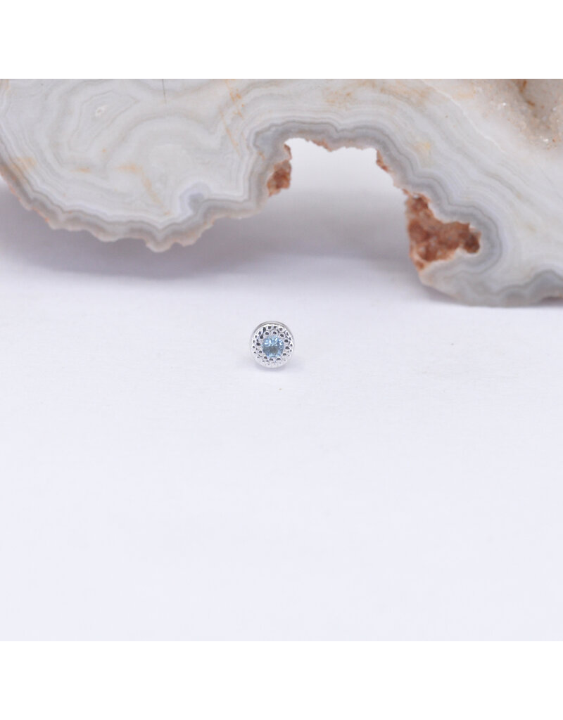 BVLA 2.5mm Pave Circle with Swiss Blue Topaz in 14k White Gold Threadless End by BVLA!