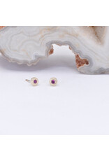 BVLA 2.5mm Pave Circle with Genuine Grade AA Ruby in 14k Yellow Gold Threadless End by BVLA!