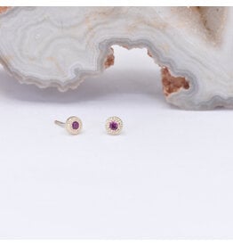 BVLA 2.5mm Pave Circle Ruby Yellow Gold Threadless Ends
