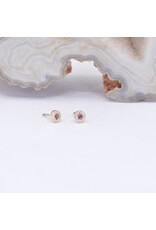 BVLA 2.5mm Pave Circle with Rhodolite Garnet in 14k Yellow Gold Threadless End by BVLA!