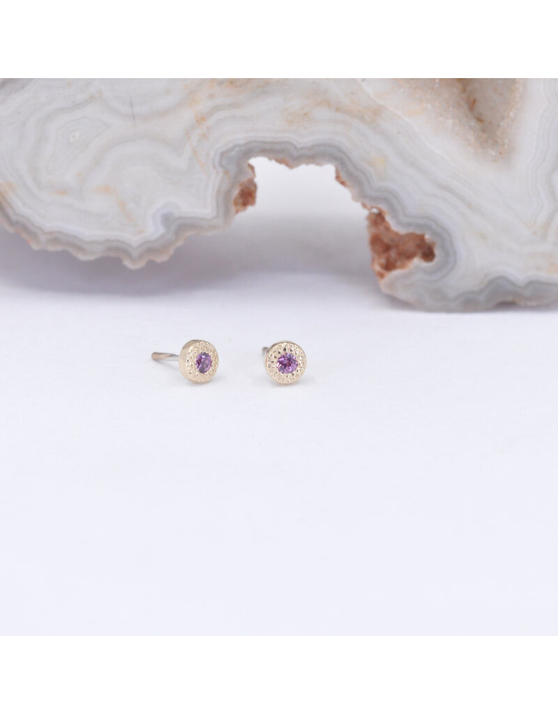 BVLA 2.5mm Pave Circle with Rhodolite Garnet in 14k Yellow Gold Threadless End by BVLA!
