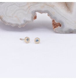 BVLA 2.5mm Pave Circle Swiss Blue Topaz Yellow Gold Threadless Ends