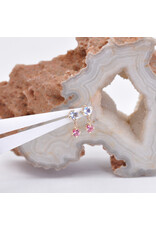 BVLA Duet with Faceted Rainbow Moonstone and Padparadscha Sapphire in 14k Yellow Gold Threadless Ends by BVLA!
