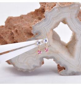BVLA 2.5mm Duet Moonstone & Padparadscha Sapphire Yellow Gold Threadless End