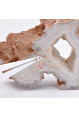 BVLA Duet with Faceted Rainbow Moonstone and Padparadscha Sapphire in 14k Yellow Gold Threadless Ends by BVLA!