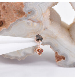 BVLA 3mm Duet Smoky Quartz & Madiera Citrine Rose Gold 16g Threaded Ends