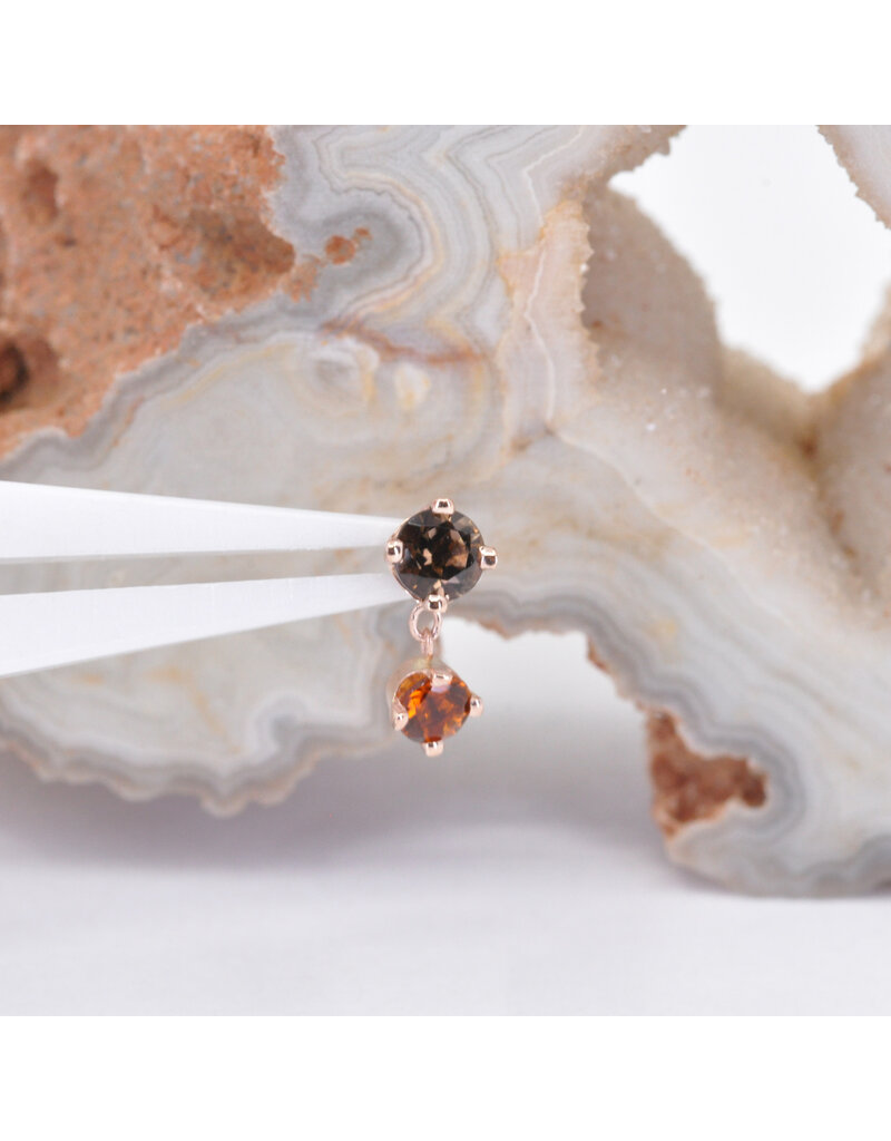 BVLA Duet with Smoky Quartz and Madeira Citrine in 14k Rose Gold 16g Threaded Ends by BVLA!