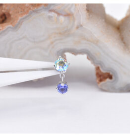 BVLA 3mm Duet Mercury Mist Topaz & Tanzanite White Gold 16g Threaded Ends
