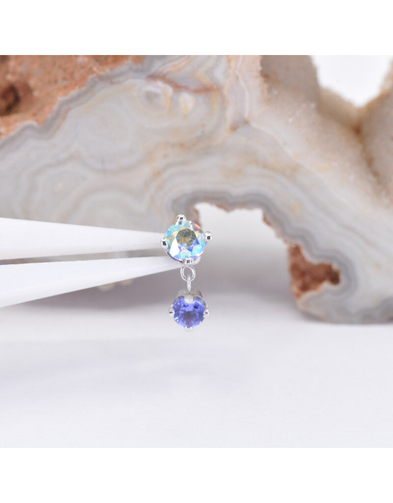 BVLA Duet with 3mm Mercury Mist Topaz and 2.5mm Genuine Grade AA Tanzanite in 14k White Gold 16g Threaded Ends by BVLA!