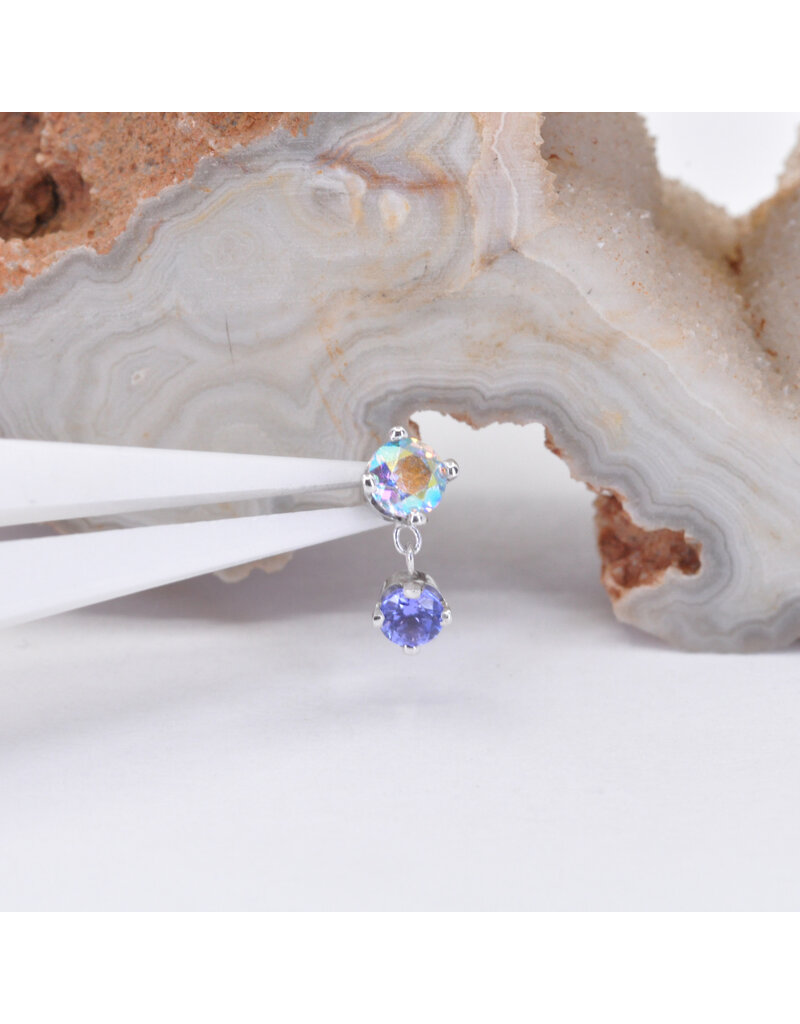 BVLA Duet with 3mm Mercury Mist Topaz and 2.5mm Genuine Grade AA Tanzanite in 14k White Gold 16g Threaded Ends by BVLA!