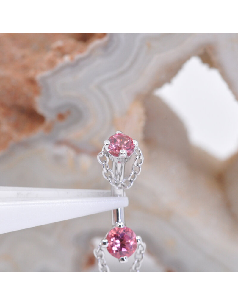 BVLA 16g 1/4" Rianna with Padparadscha Sapphire in 14k White Gold Rook Curve by BVLA!