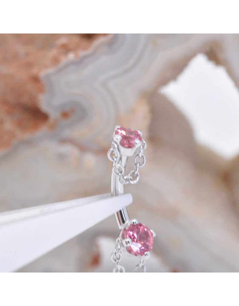 BVLA 16g 1/4" Rianna with Padparadscha Sapphire in 14k White Gold Rook Curve by BVLA!