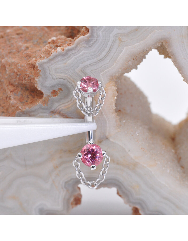BVLA 16g 1/4" Rianna with Padparadscha Sapphire in 14k White Gold Rook Curve by BVLA!