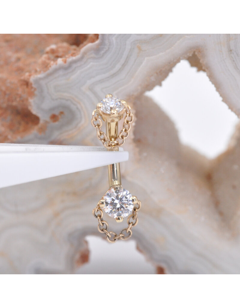 BVLA 16g 1/4" Rianna with Genuine VS Diamond in 14k Yellow Gold Rook Curve by BVLA!