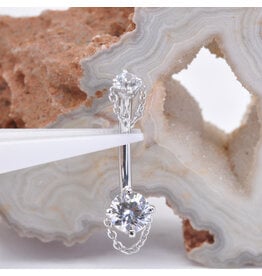 BVLA Rianna CZ White Gold 14g 7/16" Navel Curve