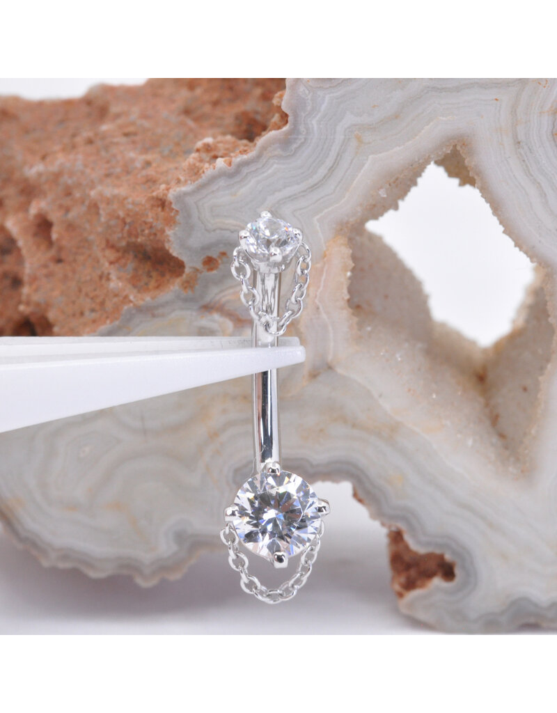 BVLA 14g 7/16" Rianna with CZ in 14k White Gold Navel Curve by BVLA!