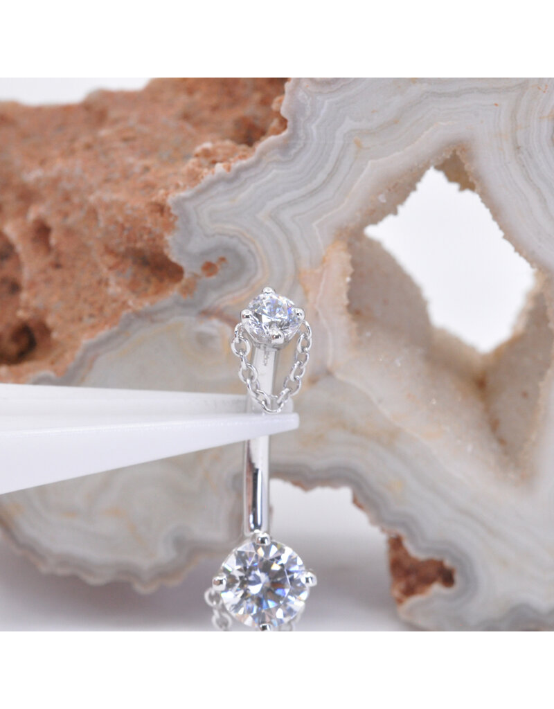 BVLA 14g 7/16" Rianna with CZ in 14k White Gold Navel Curve by BVLA!