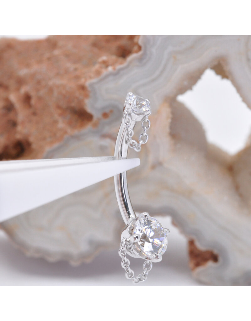 BVLA 14g 7/16" Rianna with CZ in 14k White Gold Navel Curve by BVLA!