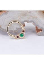 BVLA 16g 5/16" Sylvie with Anastasia Topaz and Grade AA Emerald in 14k Yellow Gold Seam Ring by BVLA!