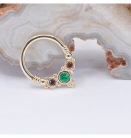 BVLA Sylvie Anastasia Topaz & Emerald Yellow Gold 16g 5/16" Seam Ring