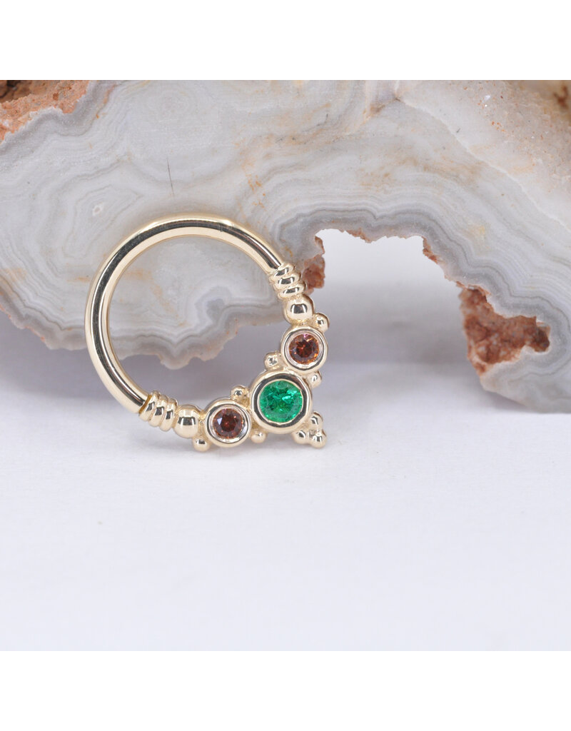 BVLA 16g 5/16" Sylvie with Anastasia Topaz and Grade AA Emerald in 14k Yellow Gold Seam Ring by BVLA!