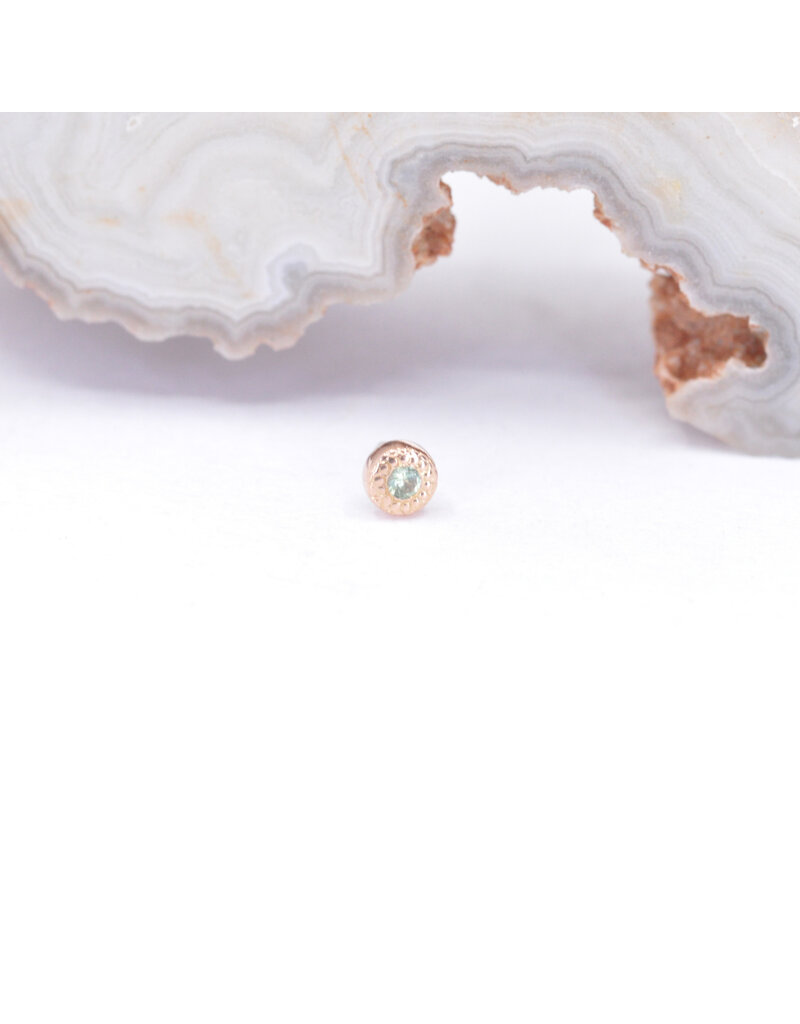 BVLA 2.5mm Pave Circle with Genuine Grade AA Tsavorite Garnet in 14k Rose Gold Threadless End by BVLA!