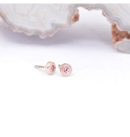 BVLA Pave Circle Threadless End 14k Rose Gold 2.5mm Padparadscha Sapphire