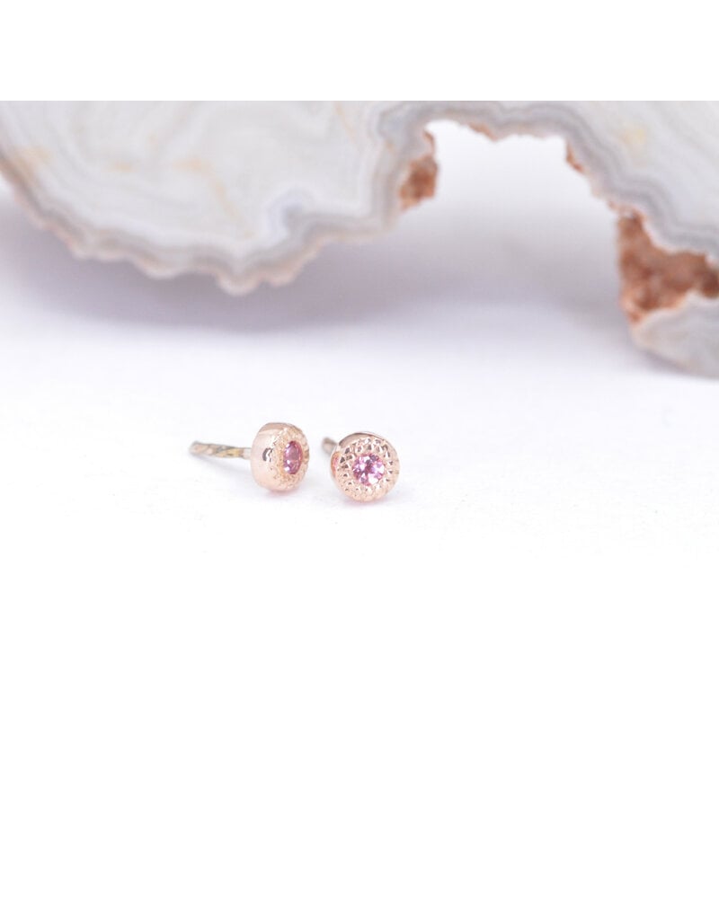 BVLA Pave Circle Threadless End 14k Rose Gold 2.5mm Padparadscha Sapphire