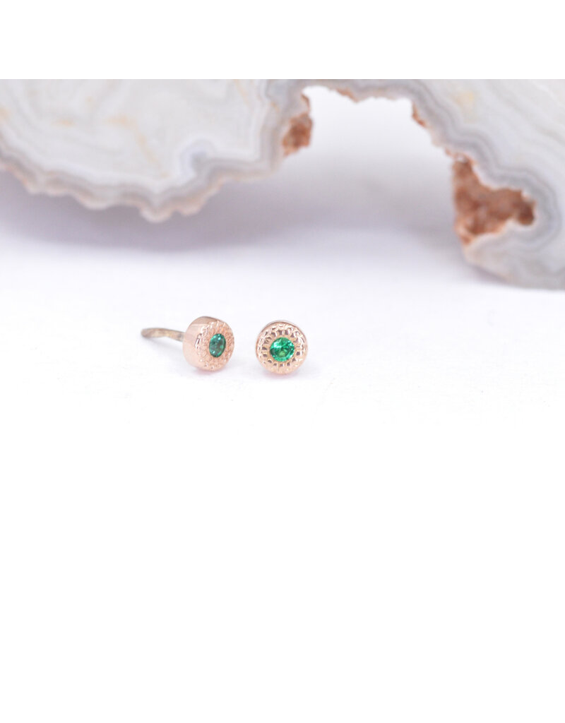 BVLA Pave Circle Threadless End 14k Rose Gold 2.5mm Emerald AA
