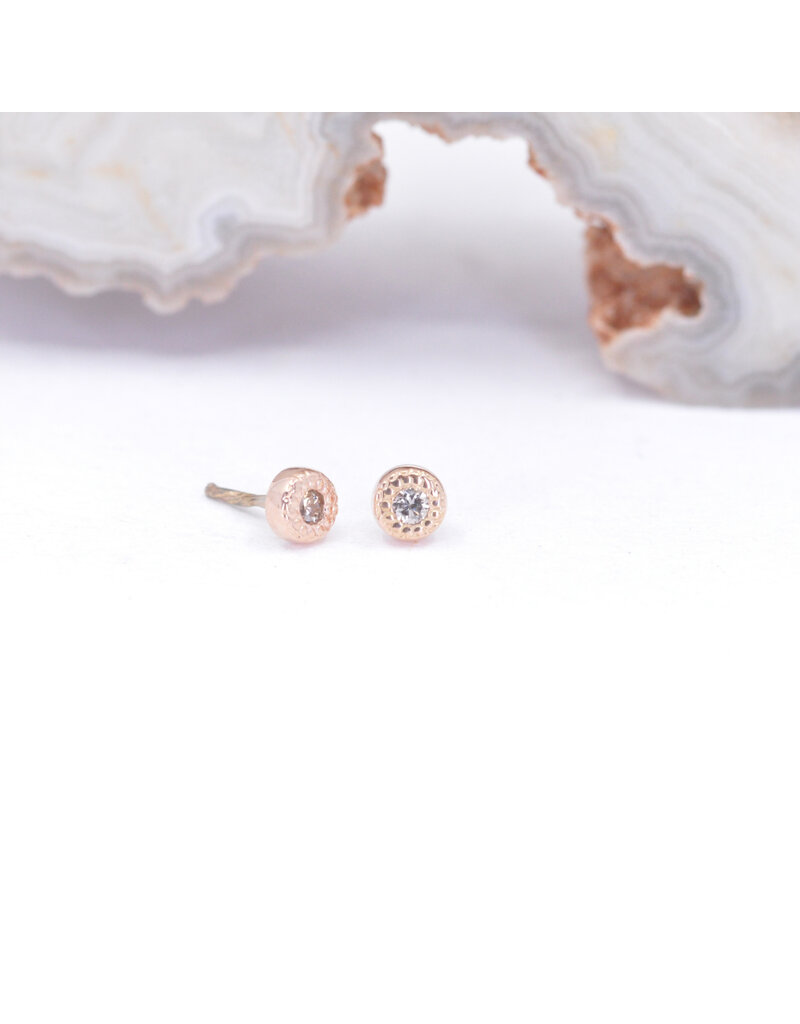 2.5mm Pave Circle Champagne Diamond in 14k Rose Gold
