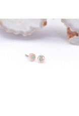 BVLA 2.5mm Pave Circle with Chrysoprase Cabochon in 14k Rose Gold Threadless Ends by BVLA!