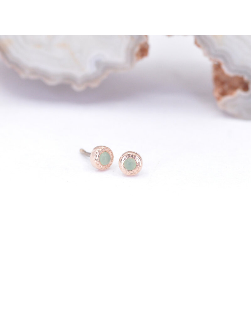 BVLA 2.5mm Pave Circle with Chrysoprase Cabochon in 14k Rose Gold Threadless Ends by BVLA!