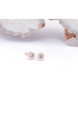 BVLA 2.5mm Pave Circle with Genuine Grade AA Swiss Blue Topaz in 14k Rose Gold Threadless End by BVLA!