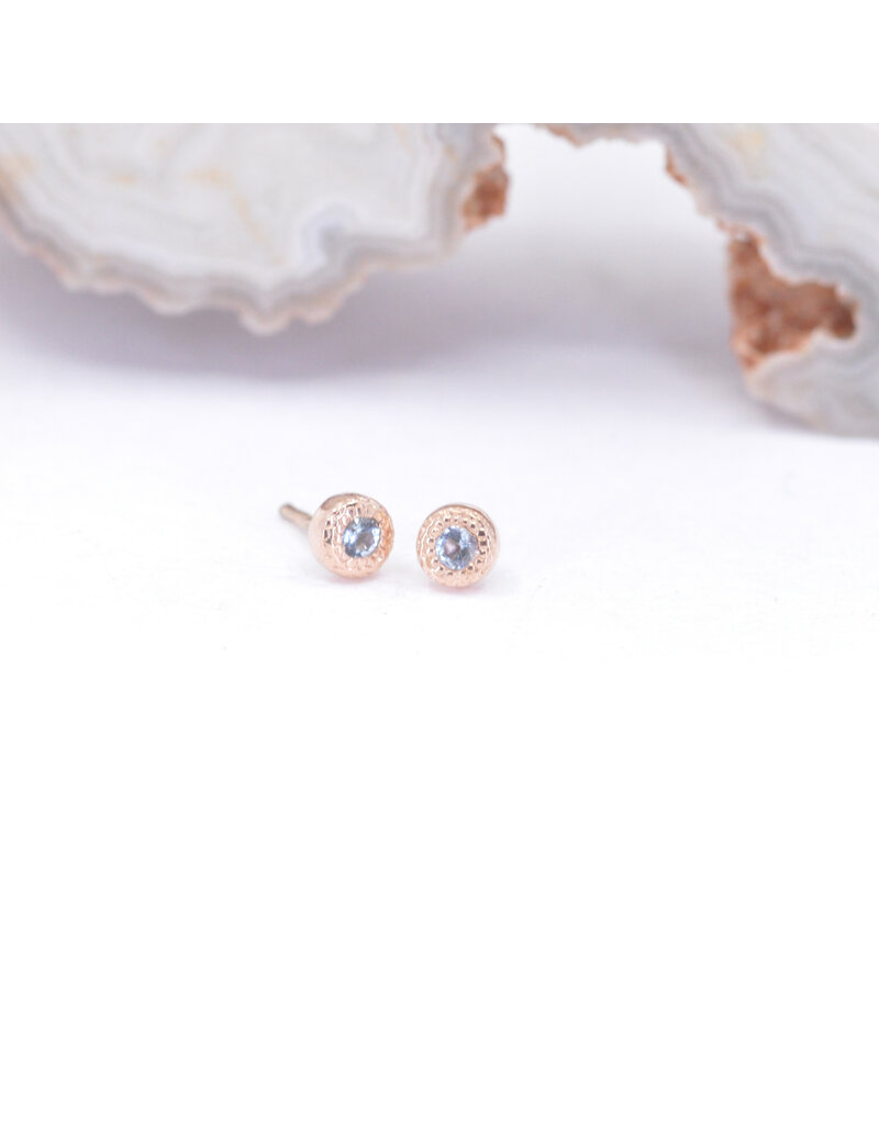 BVLA 2.5mm Pave Circle with Genuine Grade AA Swiss Blue Topaz in 14k Rose Gold Threadless End by BVLA!