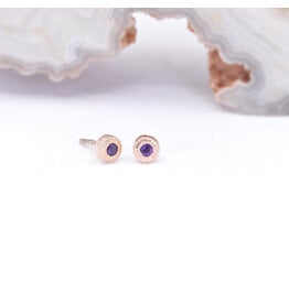 BVLA Pave Circle Threadless End 14k Rose Gold 2.5mm Amethyst AA