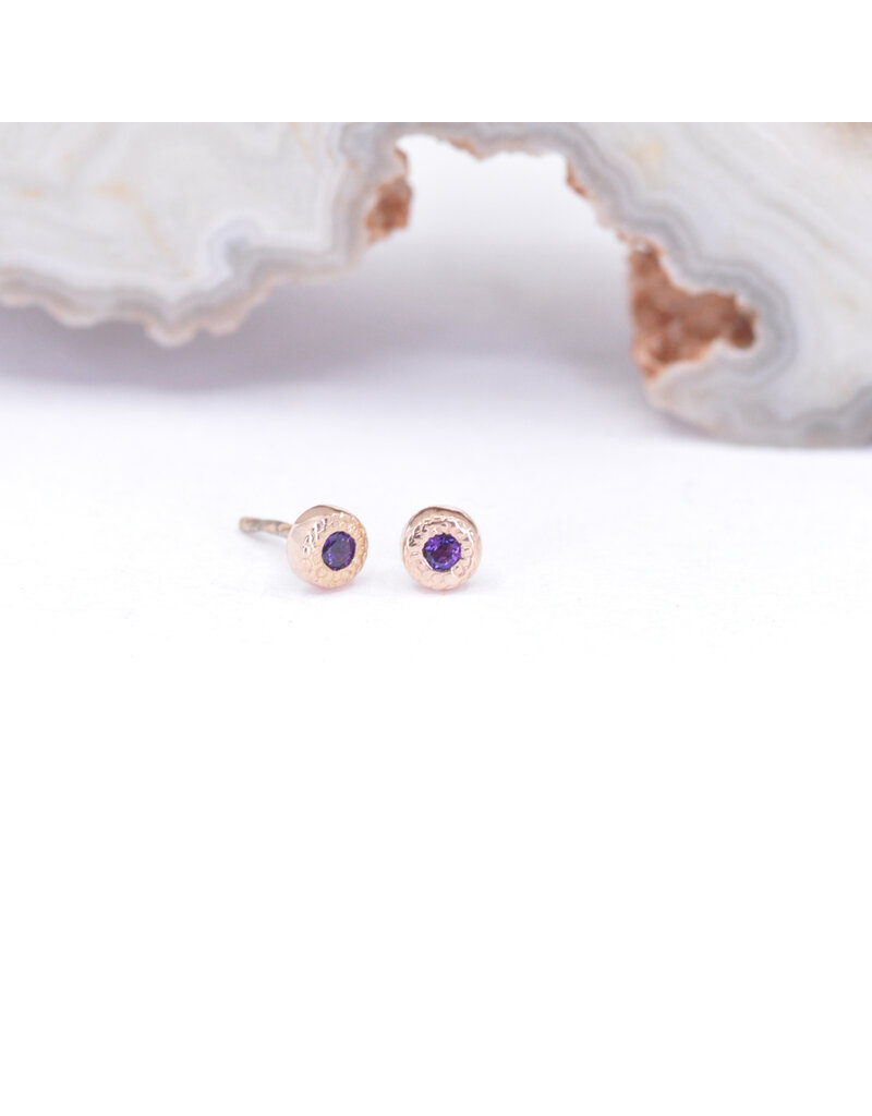 BVLA 2.5mm Pave Circle with Genuine Grade AA Amethyst in 14k Rose Gold Threadless End by BVLA!