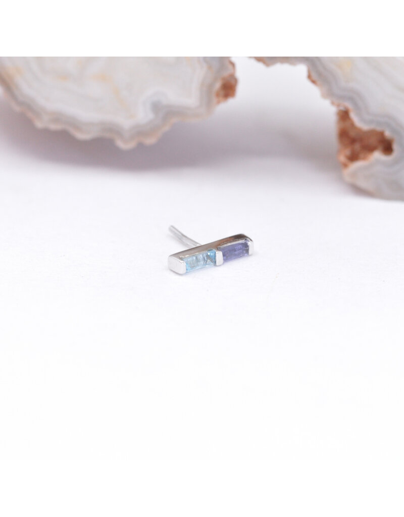 BVLA Rosalia with Swiss Blue Topaz and Genuine Grade AA Iolite in 14k White Gold Threadless End by BVLA!