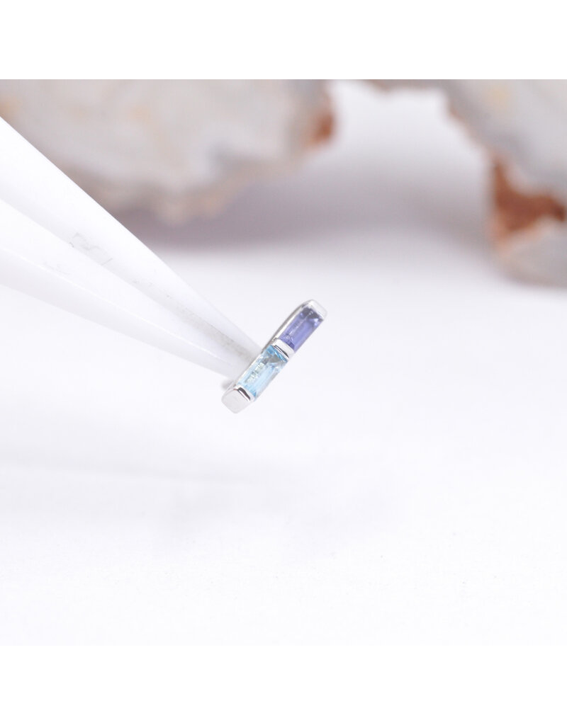 BVLA Rosalia with Swiss Blue Topaz and Genuine Grade AA Iolite in 14k White Gold Threadless End by BVLA!