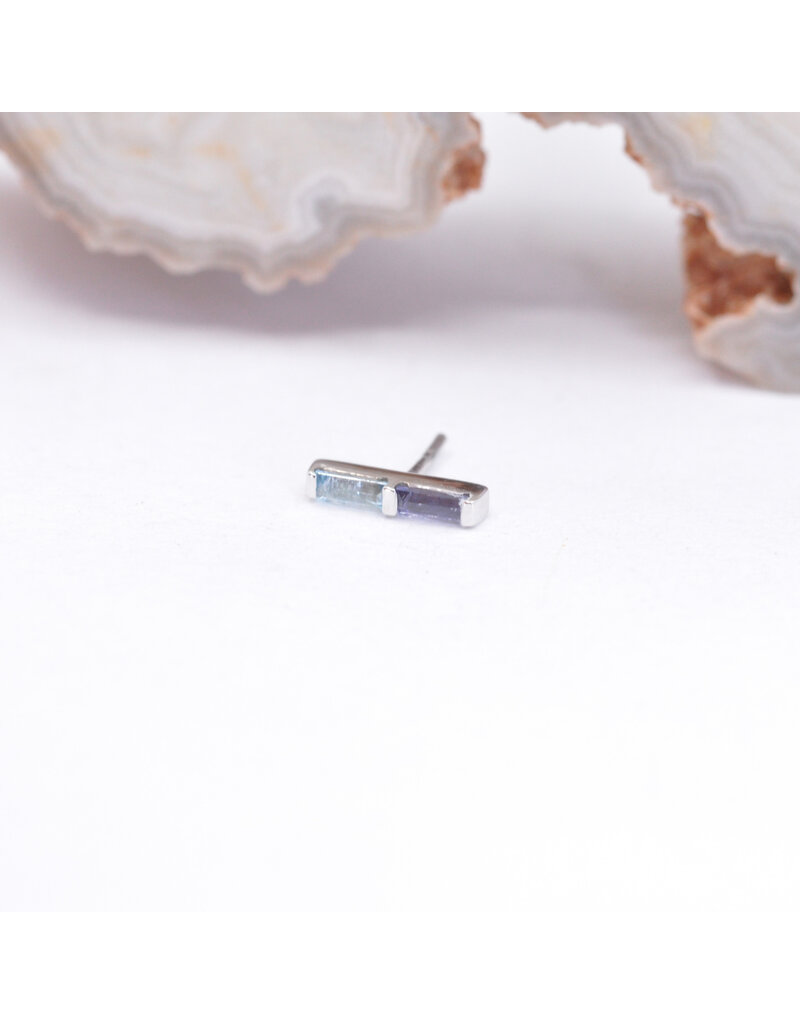 BVLA Rosalia with Swiss Blue Topaz and Genuine Grade AA Iolite in 14k White Gold Threadless End by BVLA!