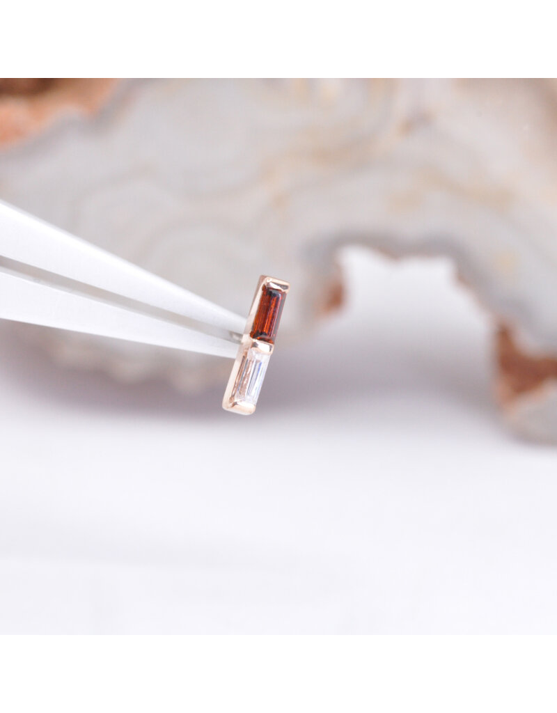 BVLA Rosalia with Grade AA Garnet and CZ in 14k Rose Gold Threadless End by BVLA!