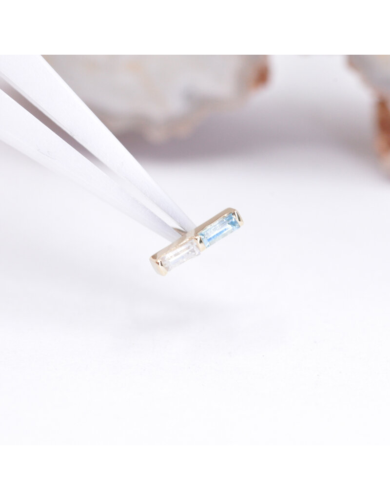 BVLA Rosalia with Swiss Blue Topaz and CZ in 14k Yellow Gold Threadless End by BVLA!