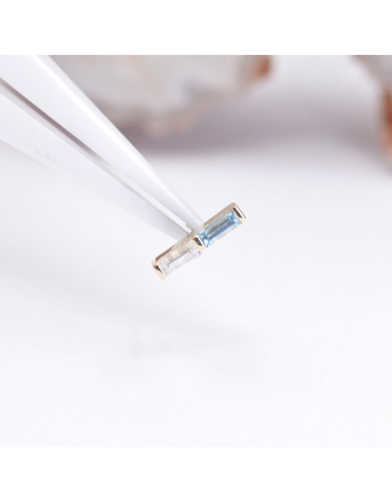 BVLA Rosalia with Swiss Blue Topaz and CZ in 14k Yellow Gold Threadless End by BVLA!