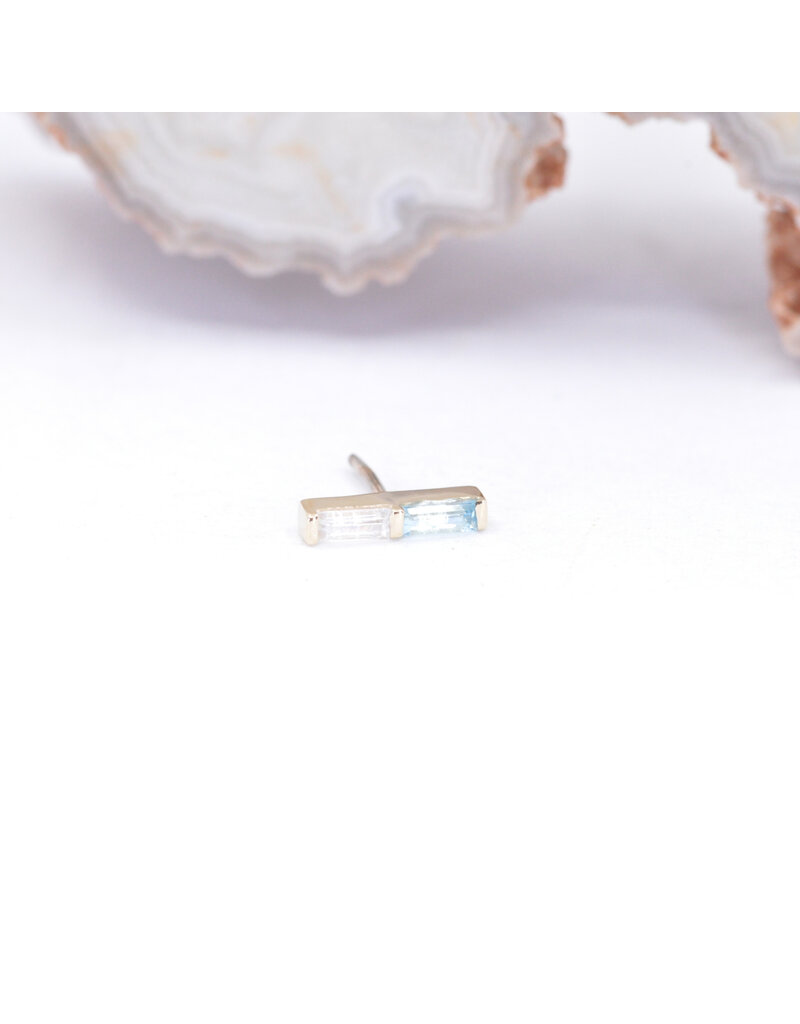 BVLA Rosalia with Swiss Blue Topaz and CZ in 14k Yellow Gold Threadless End by BVLA!